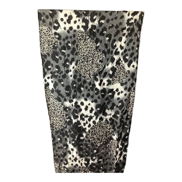 Leopard Print Scarf Shawl Wrap Black White & Gray Lightweight Rectangle - Picture 7 of 9